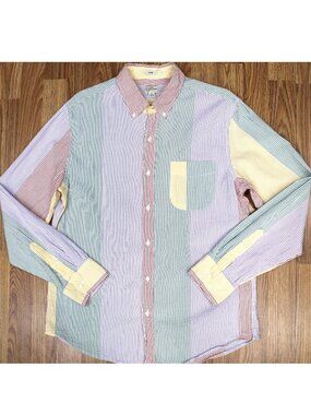 J.CREW SEERSUCKER SLIM FIT 100% COTTON SHIRT STRIPED LARGE, L